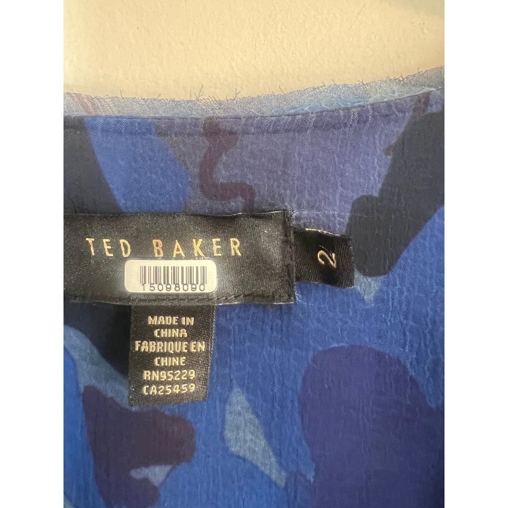 Ted Baker London Juleah Blue Floral Camo Wrap Mini Dress Size 2 US 6 - Picture 2 of 5